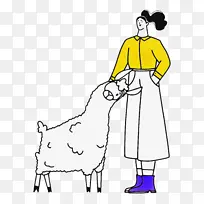 羊驼 线条艺术 羊