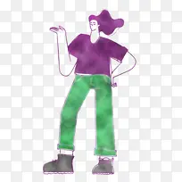 女孩站立 卡通 服装
