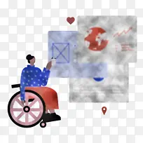 轮椅 人物 绘画