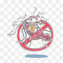 卡通漫画手绘禁止蚊子疾控图标免