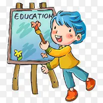小孩子在画板上画画