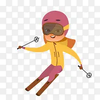 卡通滑雪的女孩人物设计