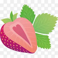 UI绿色水果切开的草莓图标矢量