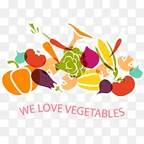 卡通手绘水果蔬菜沙拉