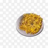 俯拍白色瓷碗里的黄色的金丝菊