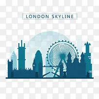 伦敦建筑剪影旅游海报矢量素材