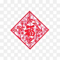 中国风红色福字门联