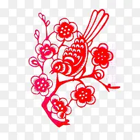 梅花枝上喜鹊报喜剪纸