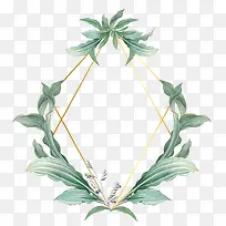 小清新树叶花朵菱形边框