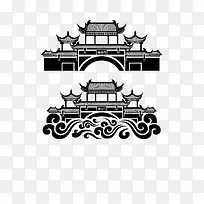 国酒门建筑简笔画