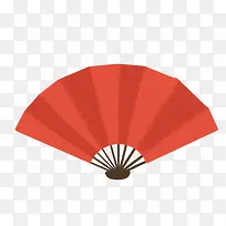 卡通手绘中国风红色的扇子