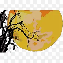 黄色月亮枯枝