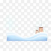 冰天雪地黄色风车