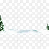 白色简约雪地树木边框纹理