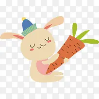 矢量图手拿萝卜的兔子