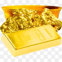 金黄色实物纯金金块