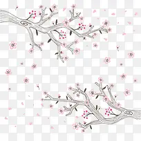 简约手绘樱花树免扣素材