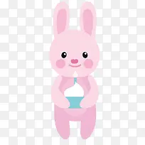 粉红色小兔子矢量动物
