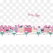 粉红色浪漫圣诞小镇