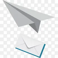 矢量图白色的信封灰色的纸飞机