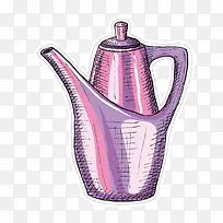 矢量手绘咖啡甜品茶壶素材