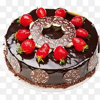 草莓巧克力黑蛋糕平面装饰