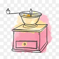 水彩绘粉色手动磨豆机