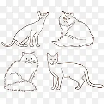 手绘线条宠物猫咪矢量素材