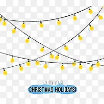 黄色彩灯串圣诞祝福卡