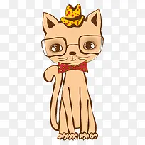 卡通带着眼镜的猫咪