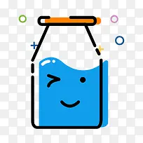 蓝色手绘牛奶瓶子元素