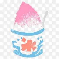 粉红色卡通日系刨冰