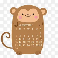 可爱小猴子装饰日历