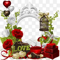 红色玫瑰婚礼装饰相框