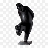 黑色蹴鞠雕像