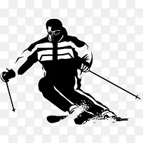 黑色人工滑雪矢量