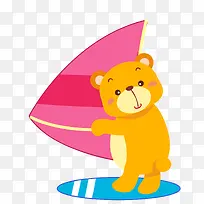 卡通冲浪的小熊设计