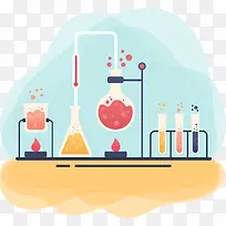 手绘化学实验插画