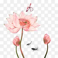 粉色中国风莲花装饰图案