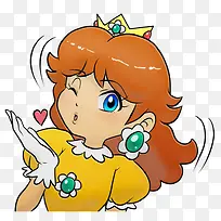 卡通可爱的公主飞吻插画免抠