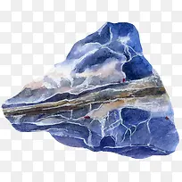 手绘蓝色的石头免抠图