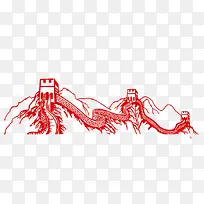 万里长城手绘插画
