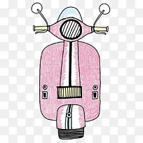 卡通手绘粉色电瓶车