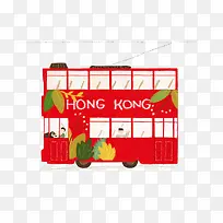 卡通香港双层巴士