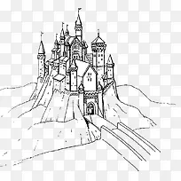 手绘城堡简笔画线稿