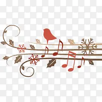 圣诞节树藤小鸟音符