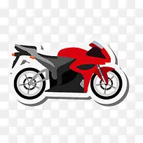 红色摩托赛车贴纸图
