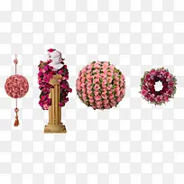 各式各样的粉色花柱花环花球