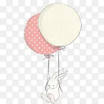 红色气球兔子手绘