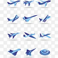 蓝色飞机模型矢量素材